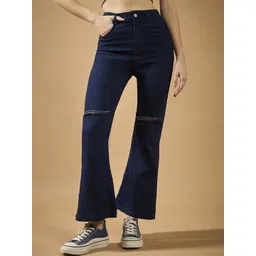 DOLCE CRUDO Women Cotton Casual Bootcut High-Rise Stretchable Jeans-picture-30