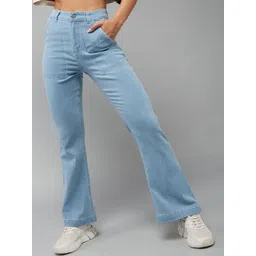 DOLCE CRUDO Women Cotton Solid Clean Look Bootcut High-Rise Stretchable Jeans-picture-21