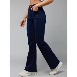 DOLCE CRUDO Women Navy Blue Bootcut High-Rise Stretchable Jeans-picture-10