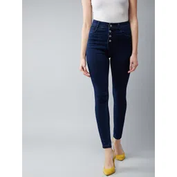 DOLCE CRUDO Women Navy Blue Super Skinny Fit High-Rise Clean Look Stretchable Jeans-picture-30