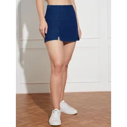 DOLCE CRUDO Women Regular Fit High-Rise Above Knee Denim Shorts-picture-11