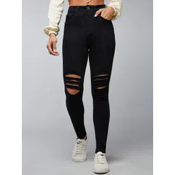 DOLCE CRUDO Women Slim Fit High-Rise Mildly Distressed Heavy Fade Stretchable Jeans-picture-41