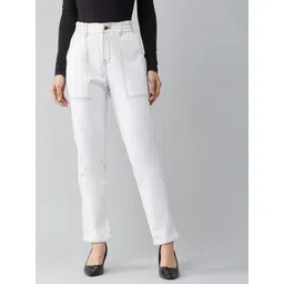 DOLCE CRUDO Women White High-Rise Stretchable Mom Fit Jeans-picture-11