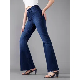 DOLCE CRUDO Women Wide Leg High-Rise Light Fade Stretchable Jeans-picture-46