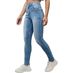 dolce crudo Women's Light Blue Slim Fit High Rise Regular Length Denim Stretchable Jeans-picture-13