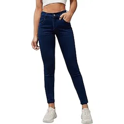 dolce crudo Women's Navy Blue Skinny Fit Mid Rise Cropped Length Denim Stretchable Jeans-picture-14