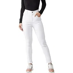 dolce crudo Women's White Skinny High Rise Cropped Stretchable Denim Jeans-picture-13
