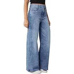 dolce crudo Women's Wide-Leg High-Rise Regular-Length Stretchable Shaping Denim Jeans-picture-44