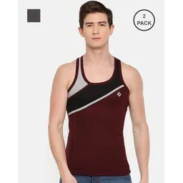 dollar bigboss Men Pack of 2 Colourblock Sleeveless Vests-picture-33