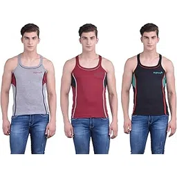 dollar bigboss Men's Assorted Pack of 3 BB11 Gym Vest (Color & Prints May Vary)-picture-44