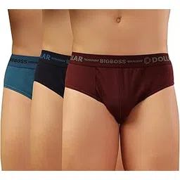 dollar bigboss Men's Assorted Pack of 3 Solid Cotton Brief with Double Pouch Support-picture-25
