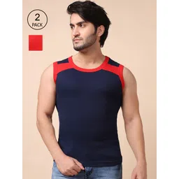 Dollar Bigboss Men's Solid Pack of 2 Combed Cotton Racerback Styled Gym Vest-picture-39