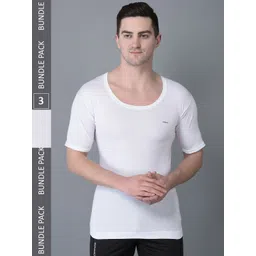 Dollar Bigboss Men's Solid Pack of 3 Combed Cotton Shrinkless Vest MBVE-02-FNRNS-WHT-PO-image-28