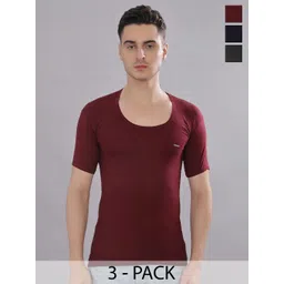 Dollar Bigboss Men's Solid Pack of 3 Combed Cotton Shrinkless Vest MDVE-02-picture-10