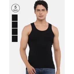 Dollar Bigboss Men's Solid Pack of 5 Cotton Vests-picture-22