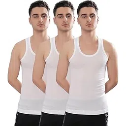 dollar bigboss Men's White Pack of 3 Rib RN Vest-picture-13
