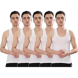 dollar bigboss Men's White Pack of 5 Hutch RN Vest-picture-24