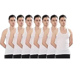 dollar bigboss Men's White Pack of 7 Solid Cotton Regular Vest-picture-22