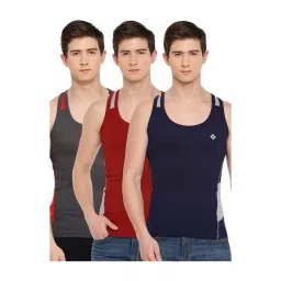 Dollar Bigboss Multicolor Sleeveless Solid Vests (Pack of 3)-picture-18