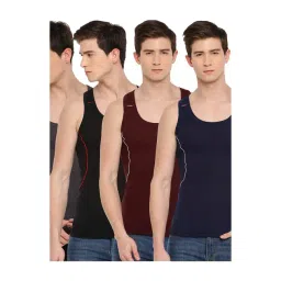 Dollar Bigboss Multicolor Solid Sleeveless Vests (Pack of 4)-picture-10