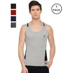 dollar bigboss Pack of 5 Men Solid Cotton Racerback Styled Gym Vest-picture-46