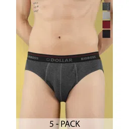 Dollar Bigboss Pack Of 5 Mid-Rise Anti Microbial Cotton Basic Briefs-image-3
