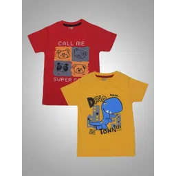 Dollar Champion Kidswear Boys Pack Of 2 Graphic Printed Round Neck Cotton T-Shirts-picture-23