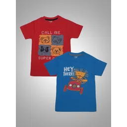 Dollar Champion Kidswear Boys Pack Of 2 Graphic Printed Round Neck Cotton T-Shirts-picture-27
