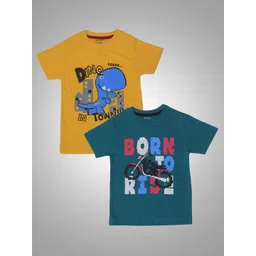 Dollar Champion Kidswear Boys Pack Of 2 Graphic Printed Round Neck Cotton T-Shirts-picture-28