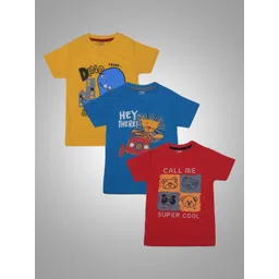 Dollar Champion Kidswear Boys Pack Of 3 Graphic Printed Round Neck Cotton T-Shirts-picture-25