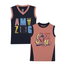 Dollar Champion Kidswear Boys Typography 2 Printed V-Neck Applique T-shirt-picture-38