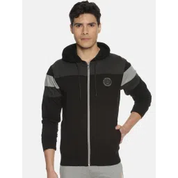 Dollar Black Regular Fit Colorblock Hoodie-picture-43