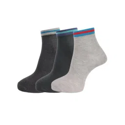 Dollar Grey Cotton Self Pattern Socks - Pack of 3 image 1