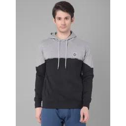 Dollar Grey Melange Regular Fit Colorblock Hoodie-picture-29