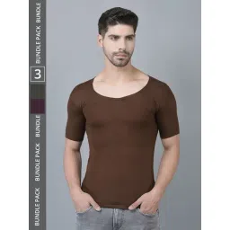 Dollar Lehar Assorted Cotton Regular Fit Vest - Pack Of 3-picture-35