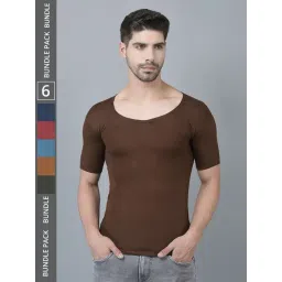 Dollar Lehar Assorted Cotton Regular Fit Vest - Pack Of 6-picture-29