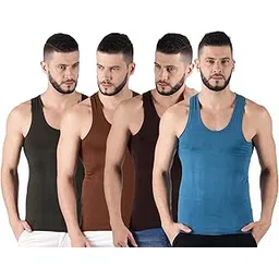 dollar Lehar Combed Cotton Men's Pack of 4 Multicolour Vest-picture-19