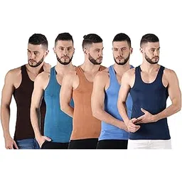dollar Lehar Combed Cotton Men's Pack of 5 Multicolour Vest-picture-53