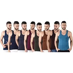dollar Lehar Combed Cotton Men's Pack of 8 Multicolour Vest-picture-26