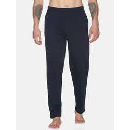 Dollar Men Navy Blue Solid Cotton Track Pants-picture-24