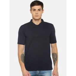 Dollar Men Navy Blue Solid Polo Collar T-shirt-picture-16