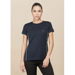 dollar Microfiber Anti Bacterial Sports Women Solid Crew Neck Polyester Blue T-Shirt-picture-24