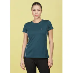 dollar Microfiber Anti Bacterial Sports Women Solid Crew Neck Polyester Green T-Shirt-picture-14