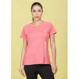 dollar Microfiber Anti Bacterial Sports Women Solid Crew Neck Polyester Pink T-Shirt-picture-26
