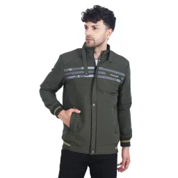 Dollar Olive Regular Fit High Neck Jacket-picture-12