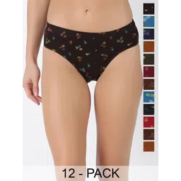 Dollar Pack Of 12 Printed Mid-Rise Cotton Hipster Briefs-image-21