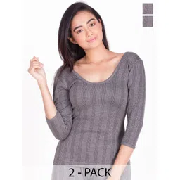 Dollar Pack Of 2 Cotton Round Neck Thermal Tops-picture-35