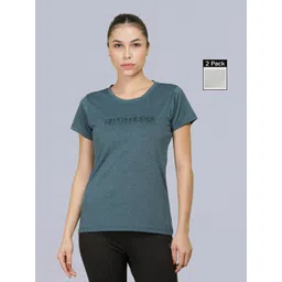 dollar Pack of 2 Microfiber Anti Bacterial Sports Women Solid Crew Neck Polyester Multicolor T-Shirt-picture-30