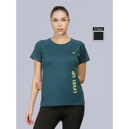 dollar Pack of 2 Microfiber Anti Bacterial Sports Women Solid Crew Neck Polyester Multicolor T-Shirt-picture-25