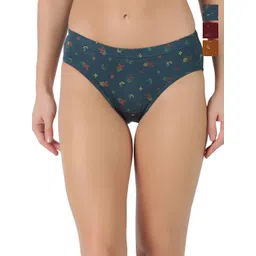 Dollar Pack Of 3 Assorted Printed Anti Bacterial Pure Cotton Hipster Briefs-image-20